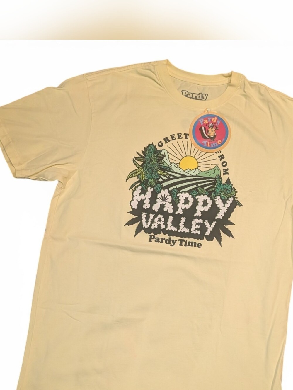 Pardy Time "Happy Valley" Graphic Tee - Pale Yellow